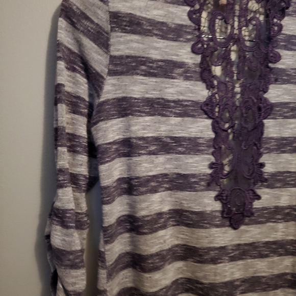 Purple Striped Lace No Boundaries Cardigan - Size L (11/13) - Picture 12 of 15